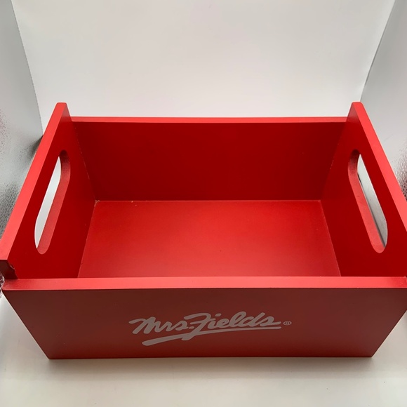 Vintage Mrs. Fields Wooden Logo Box Retro 11" Crate Red/White - Picture 2 of 16